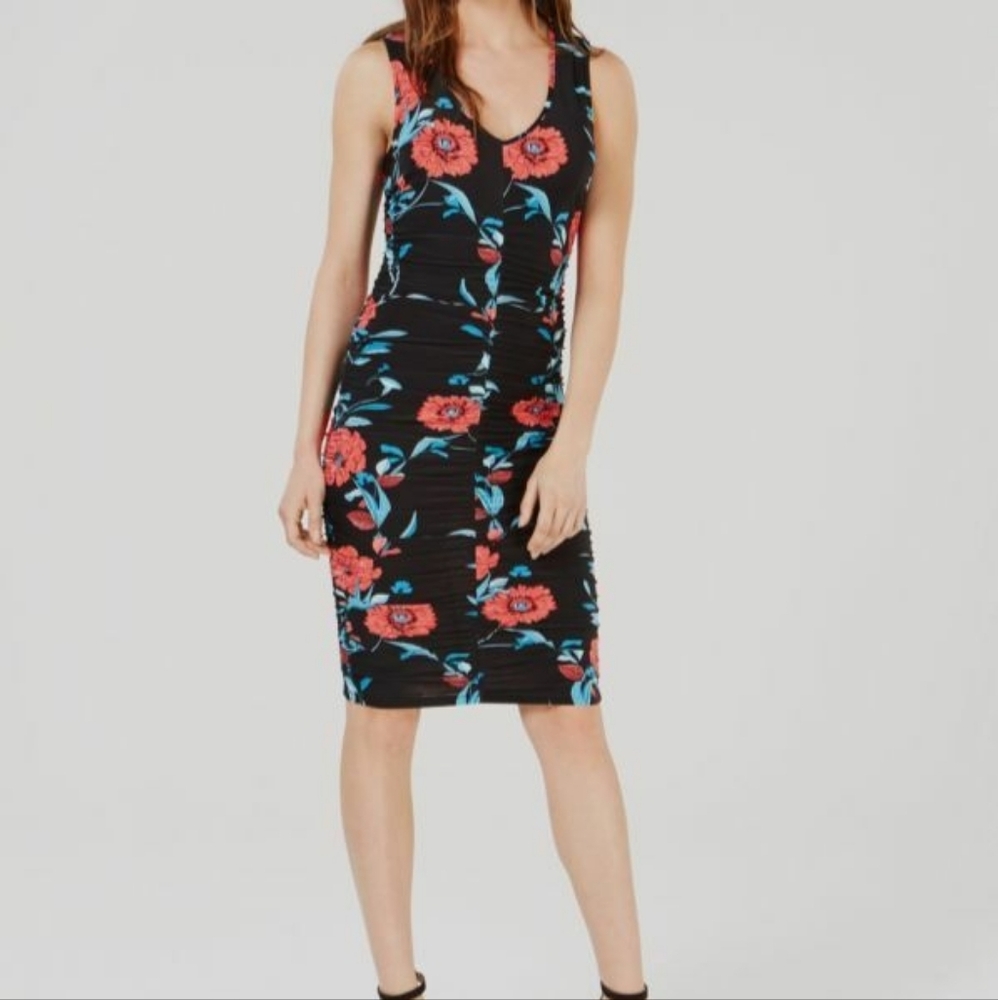 Bar III Floral Sleeveless Black Dress
